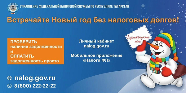 Налоговая служба напоминает: Новый год лучше встречать без налоговых долгов!